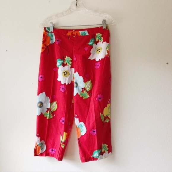 Sigrid Olsen‎ Floral Crop Pants red petal pushers 8 - Picture 1 of 5